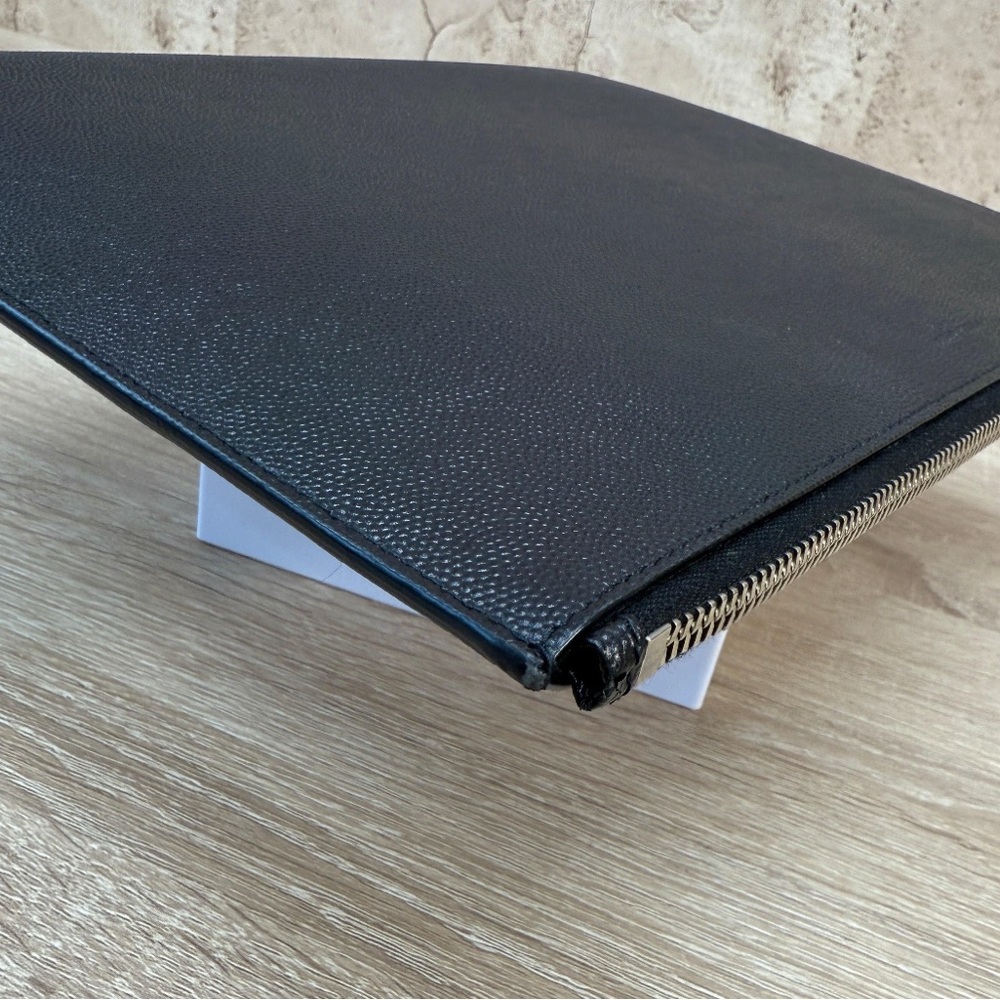 Saint Laurent YSL Black zippy Leather clutch Pouch - Picture 5 of 10